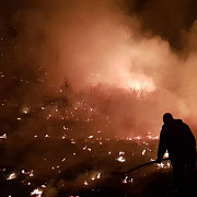la magurele in prahova autoritatile se lupta cu incendiile de vegetatie foto