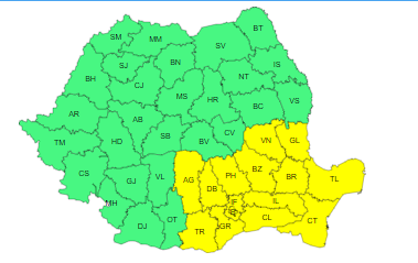 avertizare meteo ploi torentiale si furtuni in sudul tarii