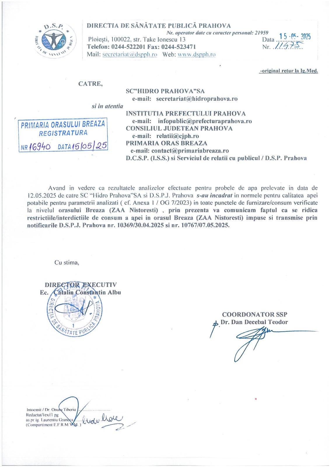 apa din breaza este din nou sigura pentru consum toate restrictiile au fost ridicate