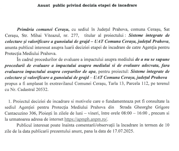 anunt public comuna cerasu