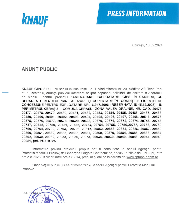 ANUNȚ aviz Mediu