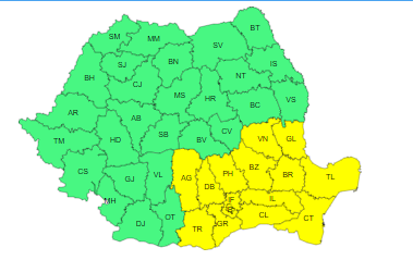 Avertizare meteo. Ploi torențiale și furtuni în sudul țării