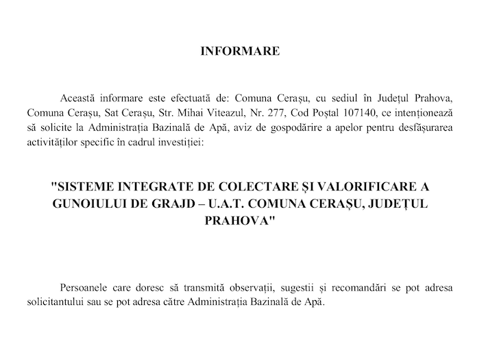 INFORMARE COMUNA CERASU