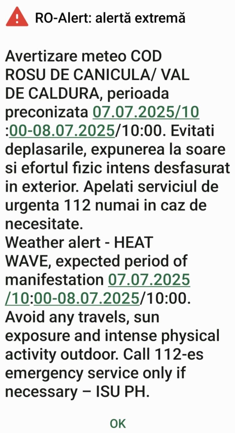 Cod Roșu de caniculă, Vine cea mai fierbinte noapte din an!  A fost emis Ro-Alert